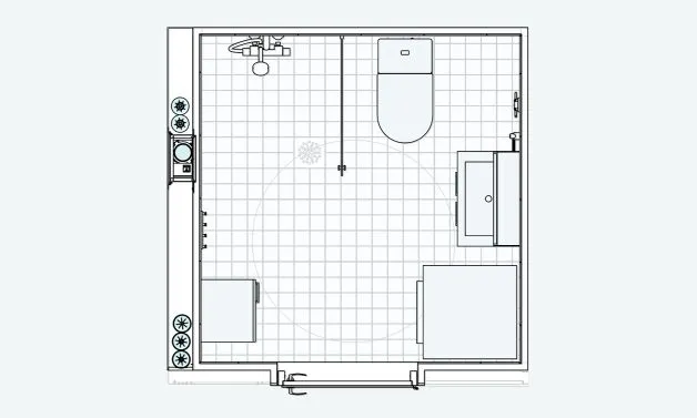 Flow Modules standard bathroom pod layout example